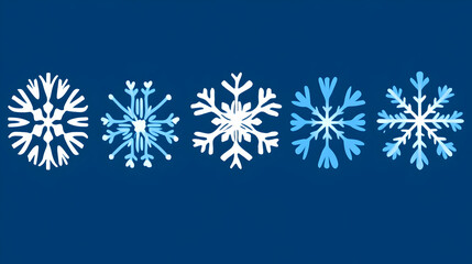 Sticker - Snowflakes Form Intricate Ice Crystals Beautifully on Dark Blue Background