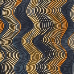 Leinwandbilder - Wavy patterns in shades of gold and blue create a mesmerizing visual experience across a textured surface. Generative AI