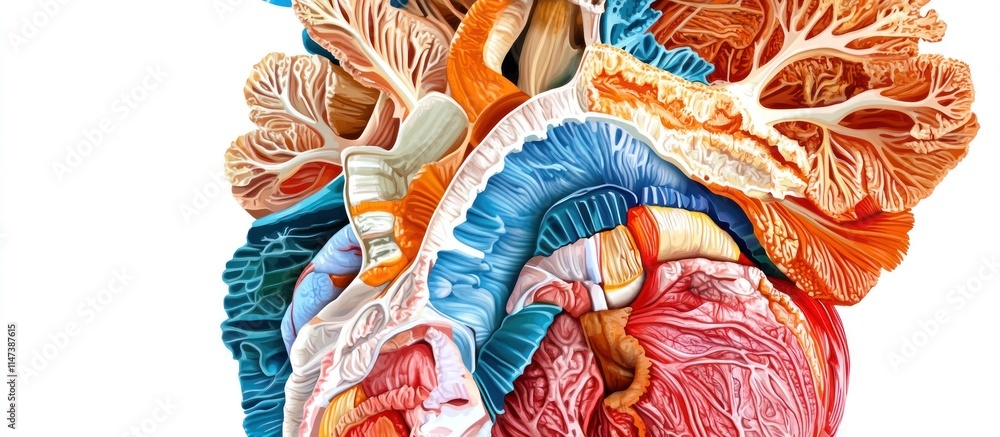 Intricate Anatomy: A Colorful Depiction of the Human Heart and Lungs ...