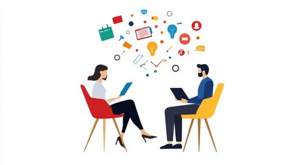 two people sitting in chairs, one of them is reading a book