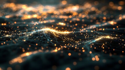 Wall Mural - dynamic light patterns over water abstract art digital creation creative environment close-up modern