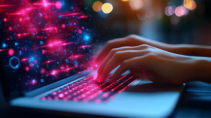 Typing Codes: Digital Data Streams Glow Brightly