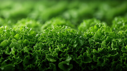 Wall Mural - Fresh green lettuce leaves create vibrant and healthy backdrop, showcasing beauty of farm to table food production. This close up highlights intricate textures and colors of greens