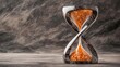 © pornchan - Hourglass with grains frozen midflow, surreal and evocative of timelessness, anticipation, emotion, waiting