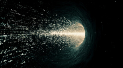Wall Mural - digital tunnel: a mesmerizing abstract background image featuring a digital tunnel, with particles a