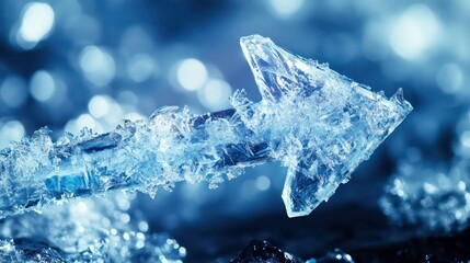 Poster - Close-up of a frosty arrow pointing right,  with a blurred bokeh background.