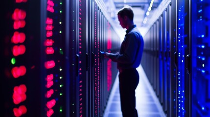 Data science and engineering, digital technology, futuristic tech background. Software engineer working with database and big data analytics, cloud computing with AI and data exchange