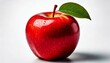© Wat.Pt - a red apple with a single green leaf on a white background, fruit
