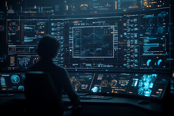 Futuristic Tech Control Room with Multiple Screens