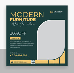 Wall Mural - modern furniture social media post banner template