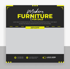 Wall Mural - modern furniture social media post banner template