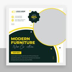 Wall Mural - Modern furniture social media post banner template