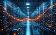 © Thanyana - An abstract representation of law scales intertwined with digital patterns, set against a background of servers and AIdriven visuals in a hightech data center