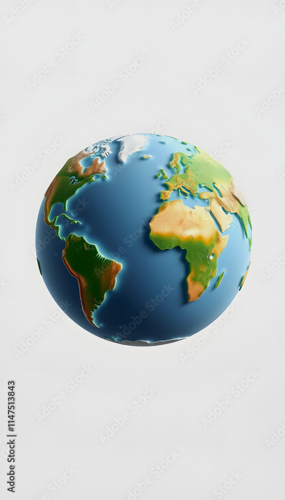 3D World map of the Earth with exaggerated topographic relief ...