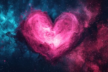 Poster - Cosmic Heart Shape in Colorful Galaxy Background with Stars