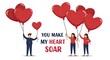 © Shahid - Boy and Girls with heart-shaped balloons and on a white background written You make my heart soar.