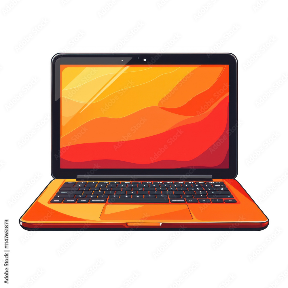 orange icon of Laptop isolated on a transparent background Minimalist ...
