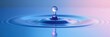 © 2April - Close up of a water droplet falling creating ripples in clear water with beautiful purple and blue colors, representing purity and tranquility.