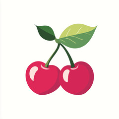 Wall Mural - A pair of cherries vector illustration isolated on a white background.