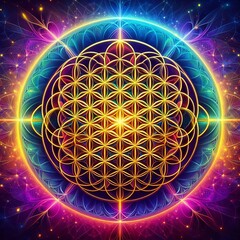 Wall Mural - sacred geometry flower of life the flower of life pattern render