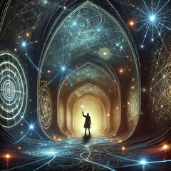 Wall Mural - shadow tunnel network dark paths with magical markers