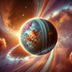 Wall Mural - planetary parade a series of planets in a line each with unique