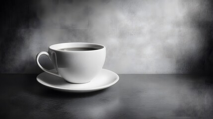 Wall Mural - A steaming cup of coffee sits on a saucer