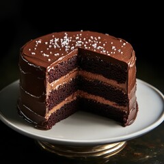 Canvas Print - Chocolate Cake with Slice Removed