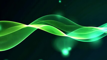 Aufkleber - Smooth flowing green light waves on a dark background create futuristic energy. Vibrant, sleek design perfect for modern visuals. Elegant abstract animation.