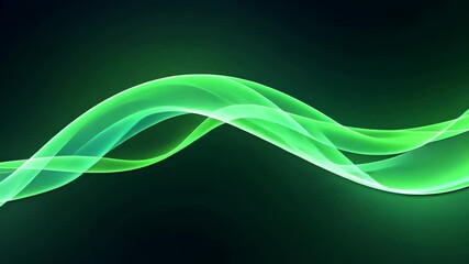 Aufkleber - Smooth flowing green light waves on a dark background create futuristic energy. Vibrant, sleek design perfect for modern visuals. Elegant abstract animation.