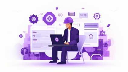 Financial Technology Engineer Working on a Laptop
