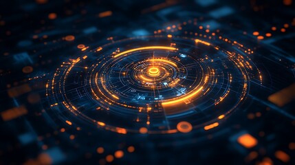 Abstract glowing circular technology interface.