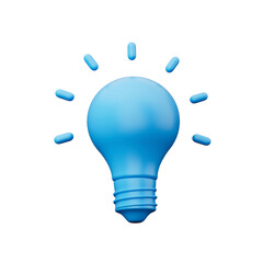 3d shiny blue light bulb icon symbol creative concept idea, on white background 3d illustration