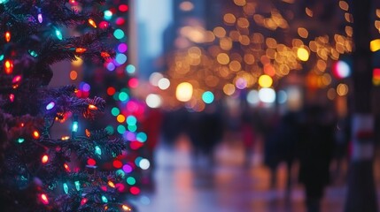 Wall Mural - Abstract bokeh background of vibrant, colorful christmas lights creating a festive and magical atmosphere during the holiday season


