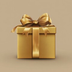 Wall Mural - Golden Gift Box with Gold Bow