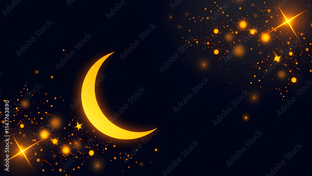 Crescent Moon and Stars: A mesmerizing night sky with a crescent moon ...