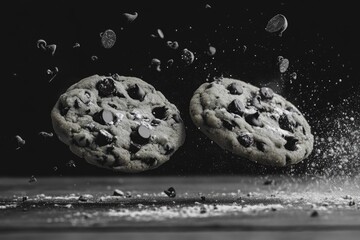 Canvas Print - Falling Chocolate Chip Cookies