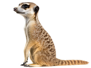 isolated meerkat sitting in profile view