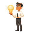 © Suradet Rakha - Innovative businessman holding light bulb to symbolize ideas in modern office setting inspiring creativity and innovation