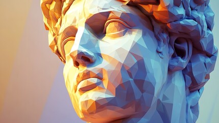 Futuristic minimalist digital face design with geometric shapes and luminous accents in sleek space