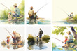 © dian's - father and son fishing watercolor clipart