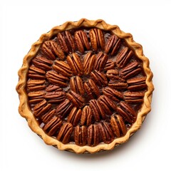 Wall Mural -  Pecan Pie, Isolated white background, flat lay 