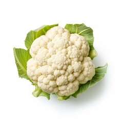 Wall Mural - Cauliflower, Isolated white background, flat lay