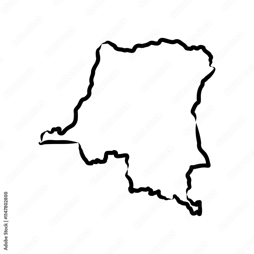 Democratic Republic of the Congo political map vector sketch ...