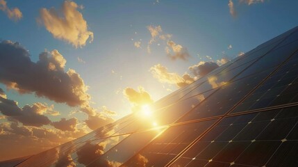 Wall Mural - solar cell in solar farm, alternative energy and sustainable energy, photovoltaic, pure energy renew