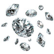 © Abdul Ghaffar Mughal - A collection of scattered diamonds floating in the air, each diamond is isolated on a white background with margins PNG
