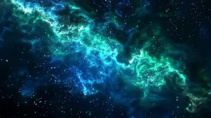 Wall Mural - Electric Green and Blue Fractal Abstract Space Looping Animation with Cosmic Energy