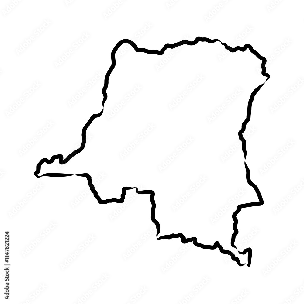 Democratic Republic of the Congo political map vector sketch ...