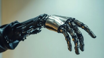 Leinwandbilder - Prosthetic arm demonstrates advanced functionality during everyday tasks in a controlled environment. Generative AI