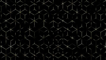 Poster - 4k Abstract luxury black grey gradient backgrounds with golden metallic striped grid. Geometric hexagonal graphic motion animation. Seamless looped elegant